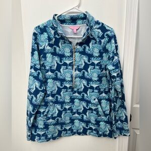 Lilly Pulitzer Blue Elephant Quarter Zip Women’s L